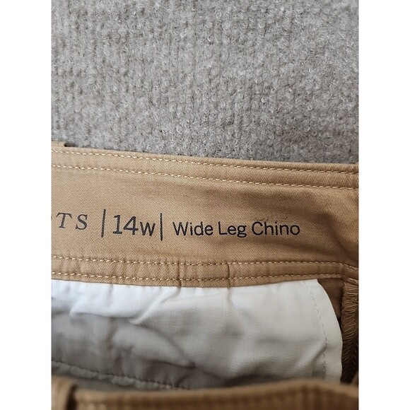 Talbots Wide Leg Chino Pants Womens 14W Brown Cotton Stretch - Picture 7 of 9